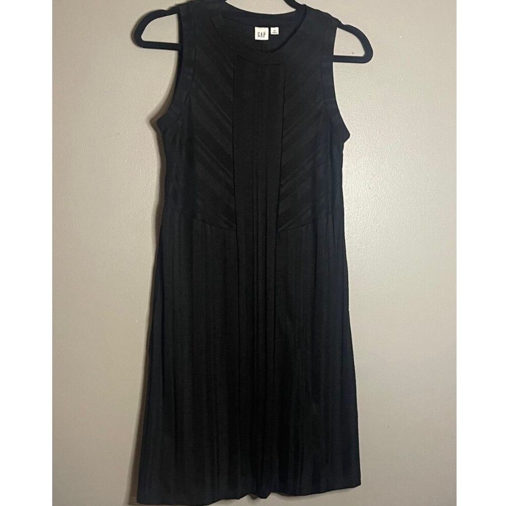 Gap Small Dress Black Lined Ribbed Sleeveless Panel Texture Above Knee Office